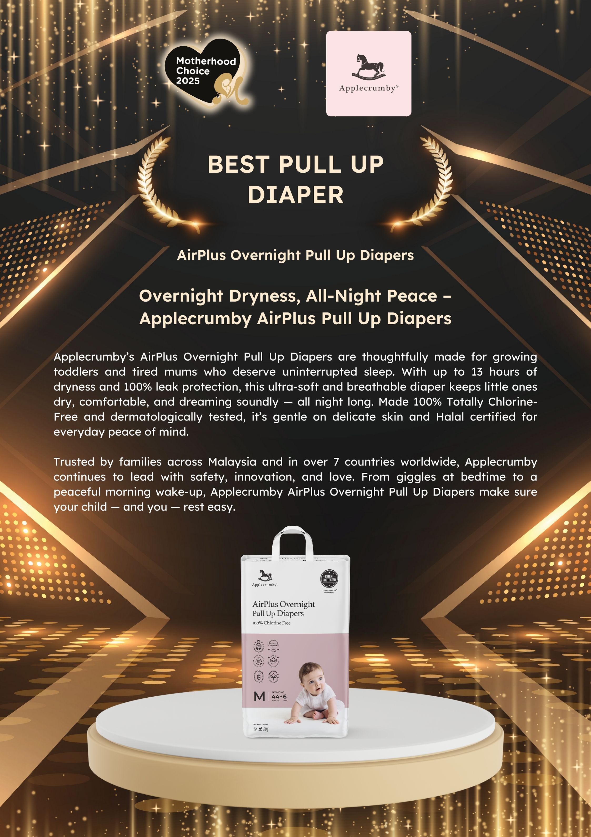 Applecrumby AirPlus Overnight Diapers Pull Up Diapers