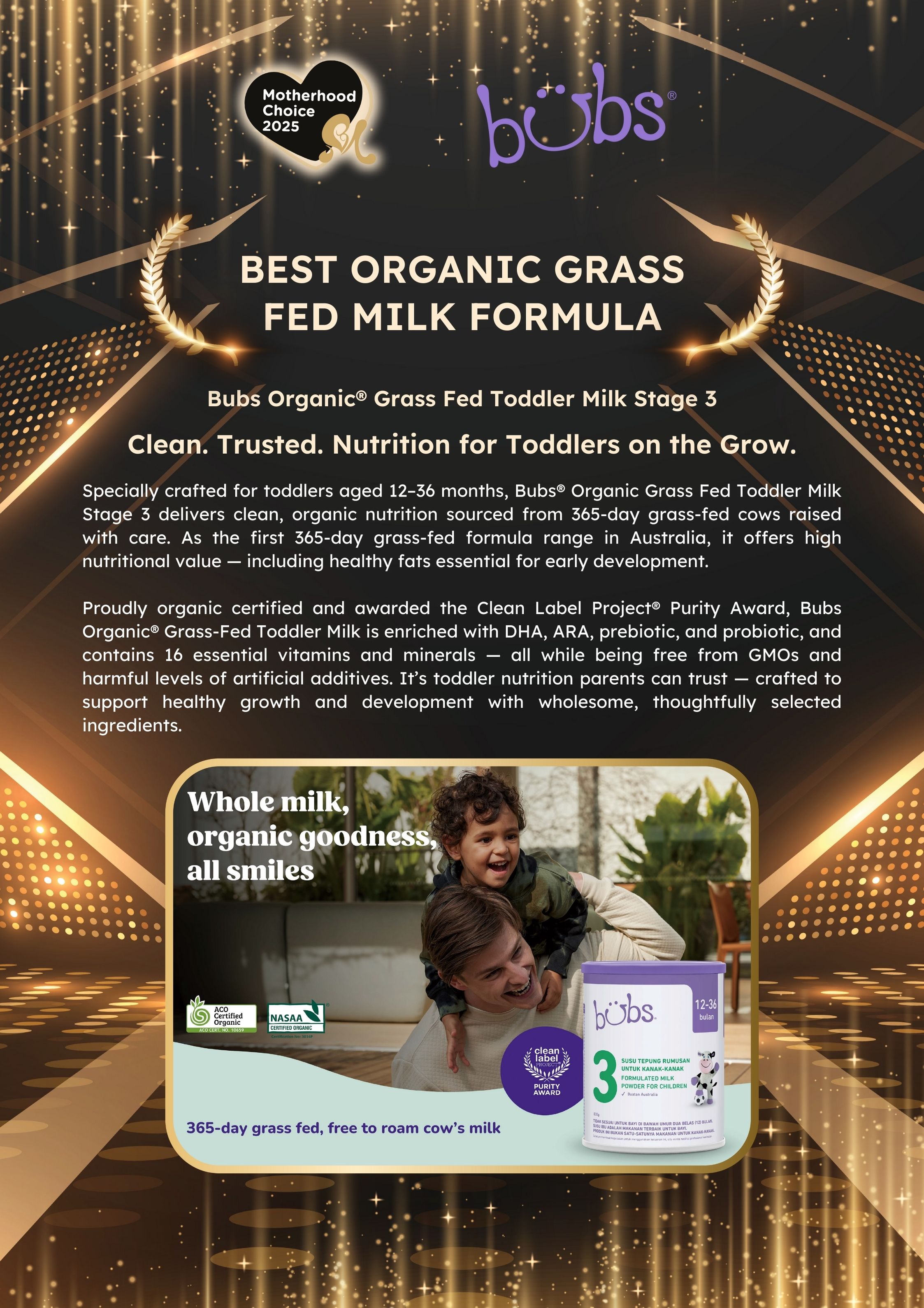 Bubs Organic® Grass Fed Toddler Milk Stage 3