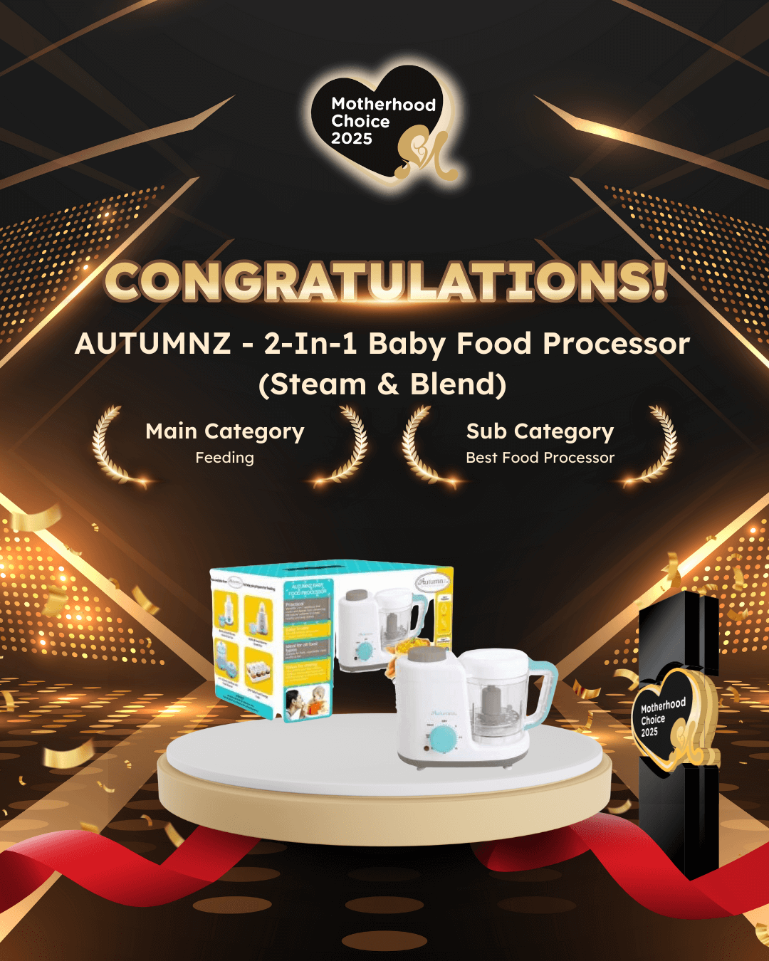 AUTUMNZ - 2-In-1 Baby Food Processor (Steam & Blend)