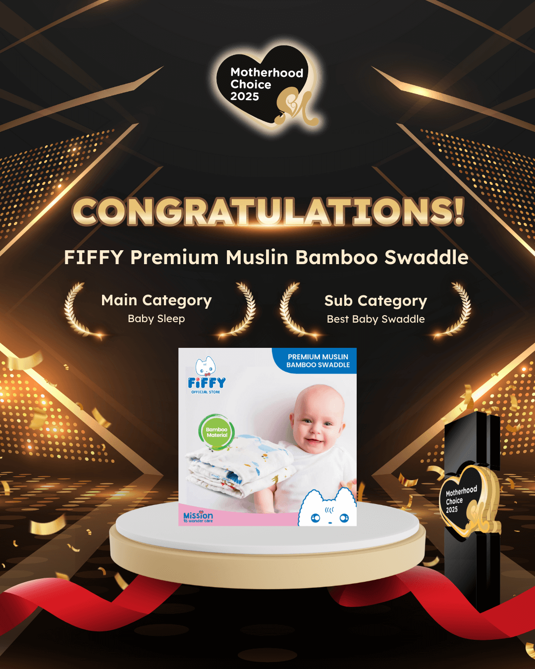 FIFFY PREMIUM MUSLIN BAMBOO SWADDLE