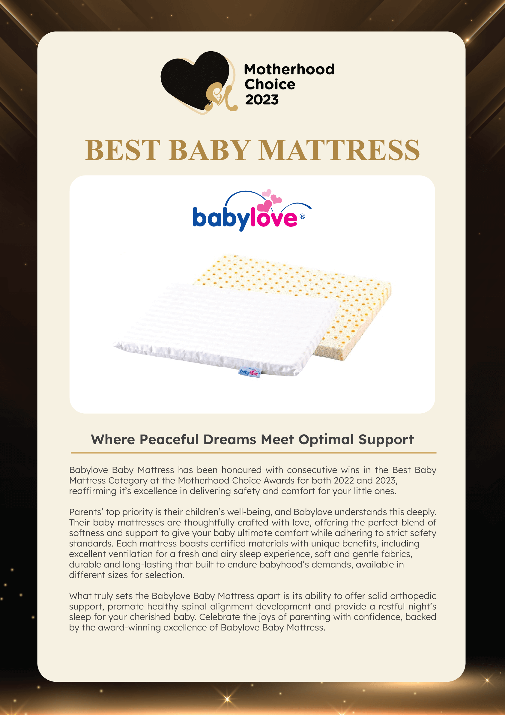 Motherhood Choice Awards 2023 Winner - Babylove-Mattress