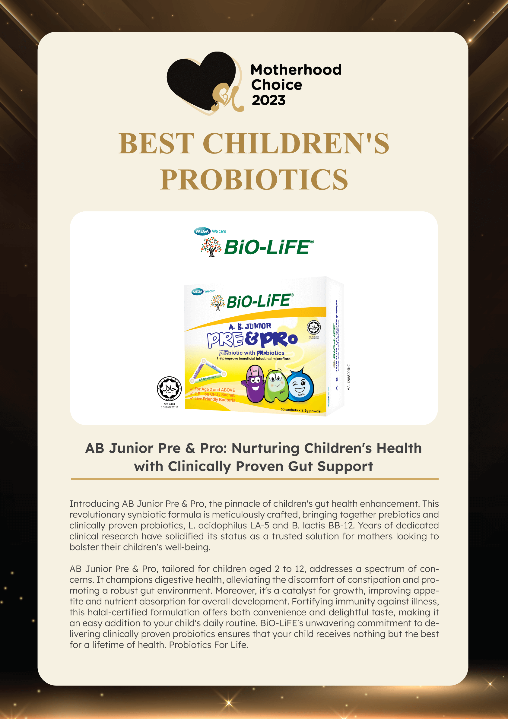 Motherhood Choice Awards 2023 Winner - Bio-Life