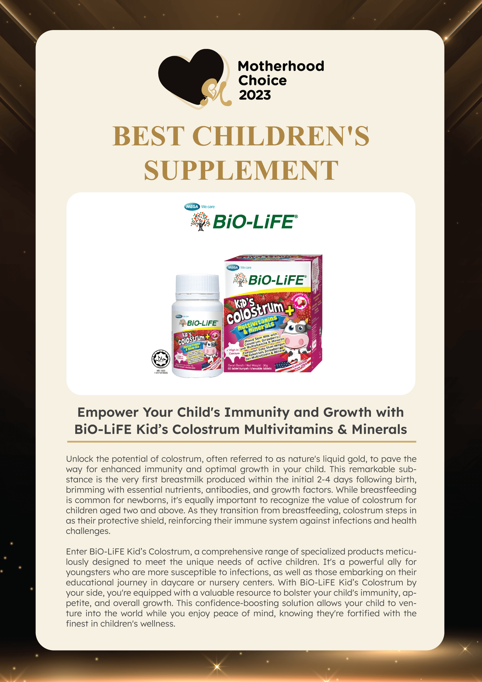 Motherhood Choice Awards 2023 Winner - Bio-Life