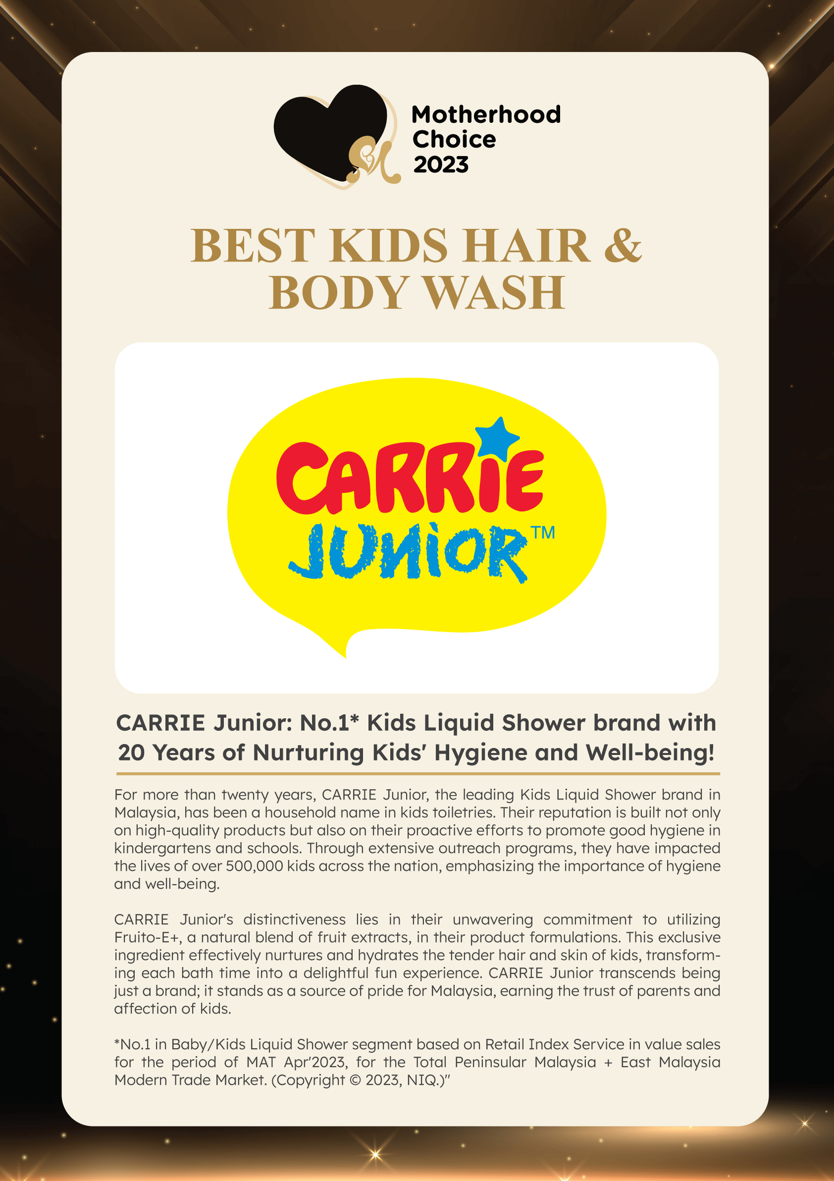 Motherhood Choice Awards 2023 Winner - CarrieJunior
