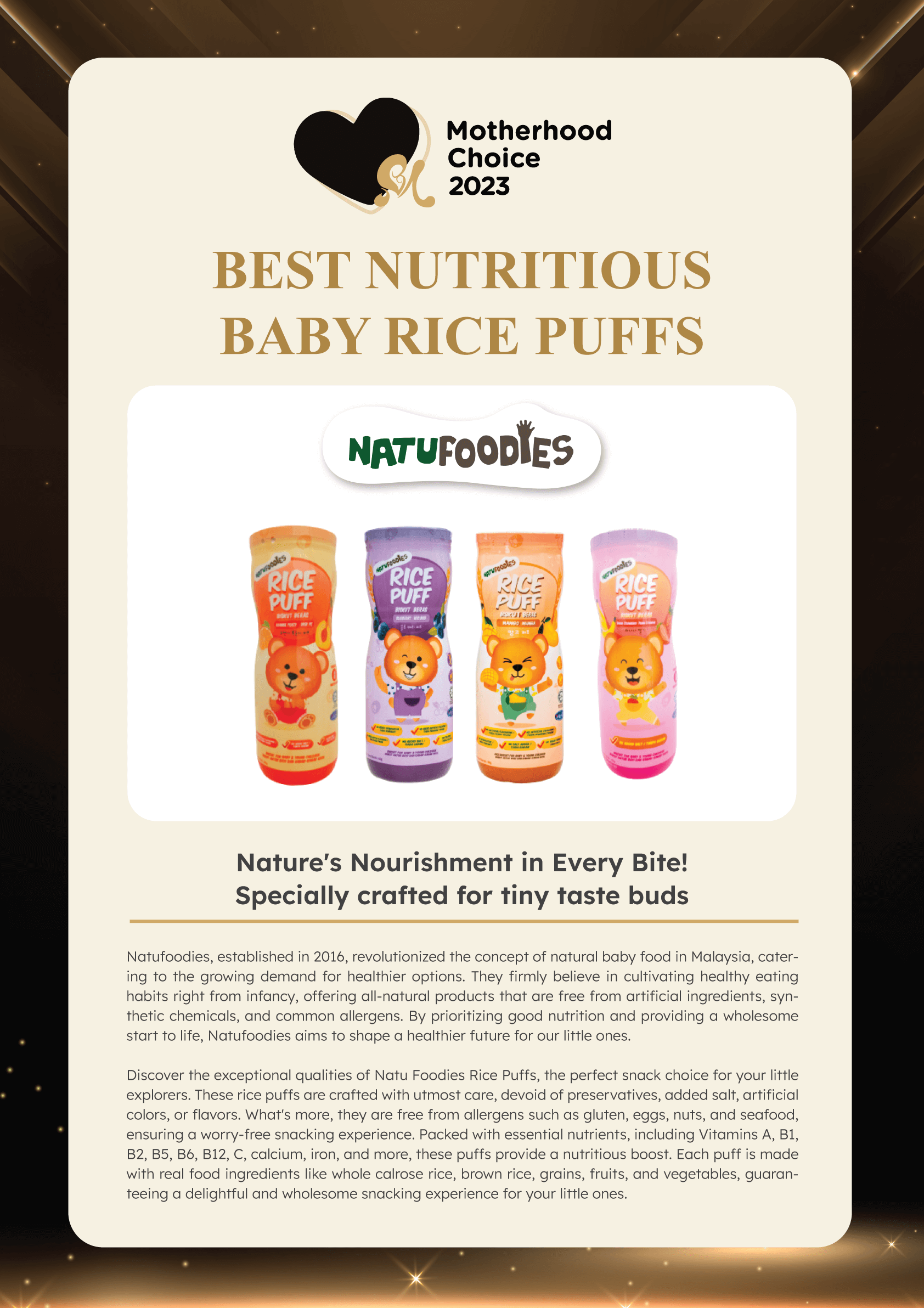 Motherhood Choice Awards 2023 Winner - Natu Foodie