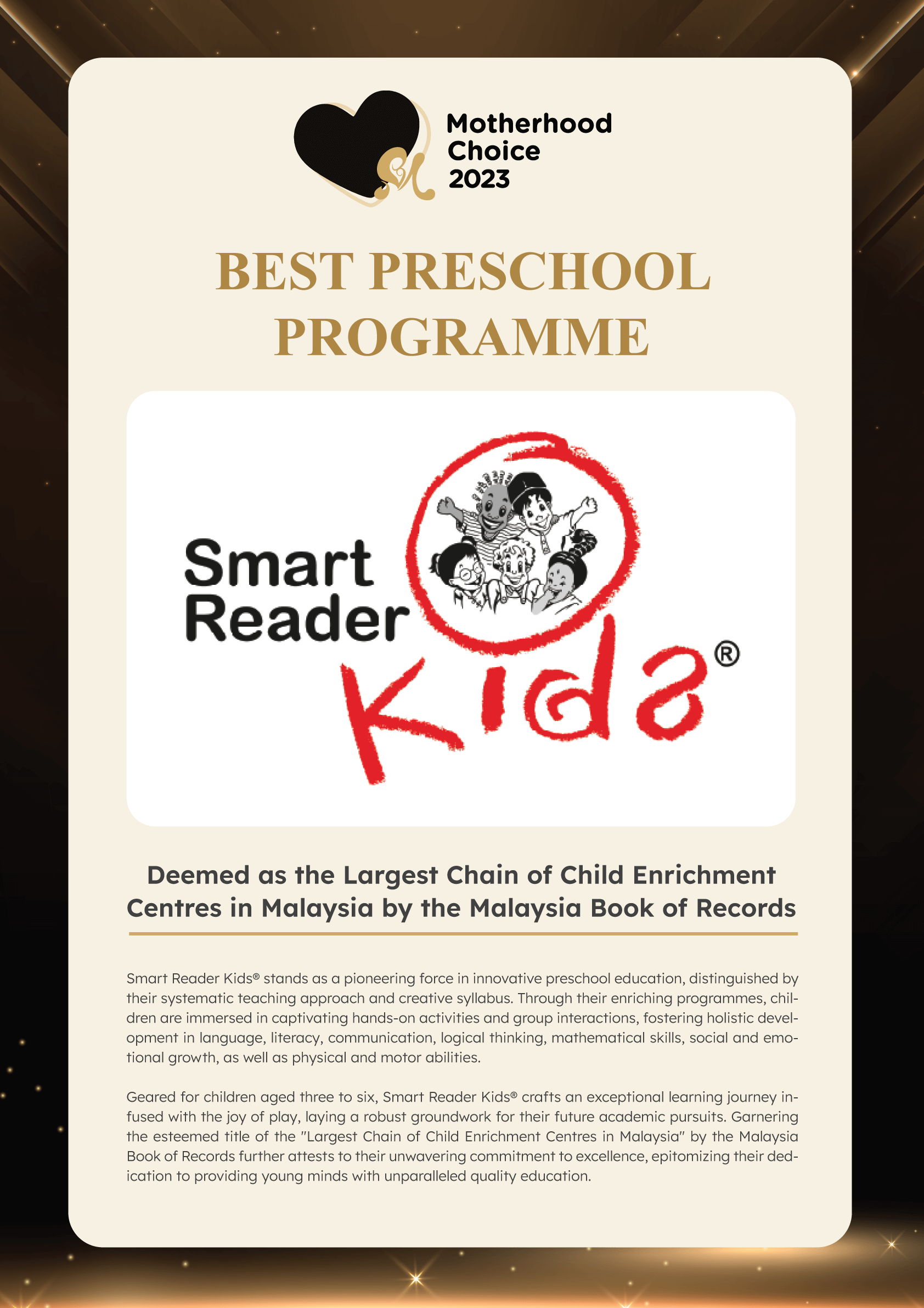 Motherhood Choice Awards 2023 Winner - Smart Reader