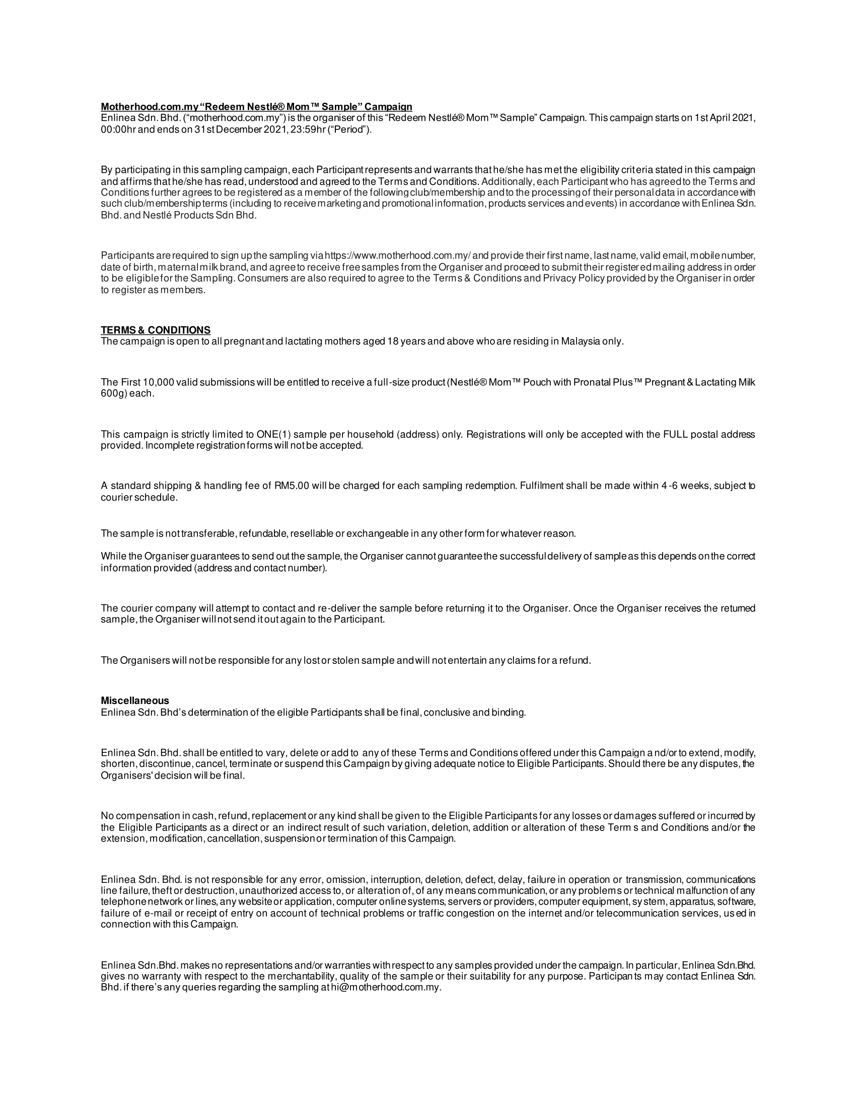Redeem Motherhood Nestle Mom Sample Nov 2021 Motherhood Malaysia
