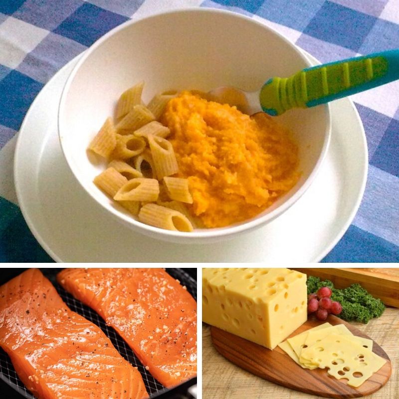 blended pasta with salmon and cheese