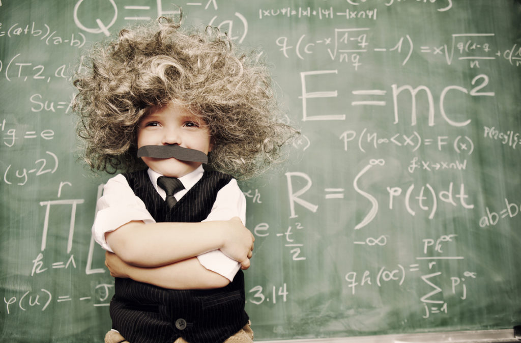 Young kid dressed as Albert Einstein