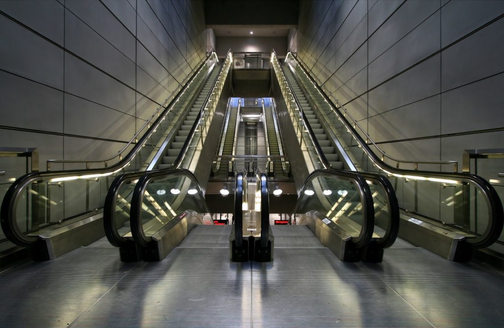 escalator in a mall = potential dangers