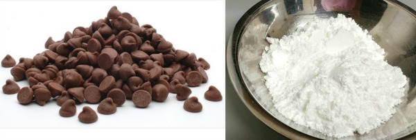(From left) Semi sweet chocolate chips and all-purpose flour. 