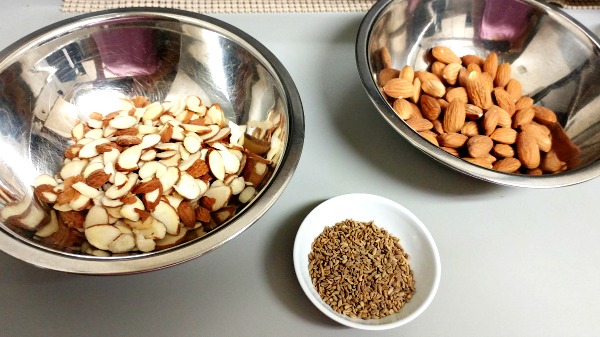 (From left) Sliced Almonds, Aniseeds, Whole almonds. Biscotti are an Italian creation.