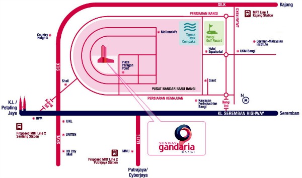 Location and Accessibility of Sunway Gandaria.