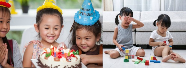Collage of Kid at Birthday Party and Fighting over toys. 6 Reasons Why Your Toddler is Throwing a Tantrum