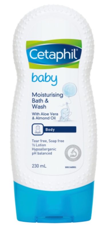 Cetaphil Baby Moisturising Bath & Wash contains aloe vera and almond that not only gently cleanses but also moisturizes, leaving their baby’s skin soft, clean and moisturised even during travel. 