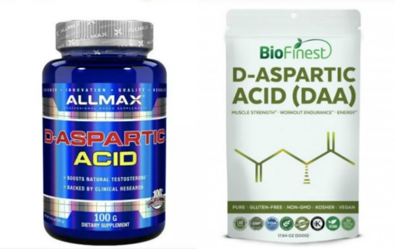 D-aspartic acid (D-AA) supplements are sold as sports supplements and can improve fertility in men with low testosterone levels. (Image Credit: Lazada and Shoppee) 