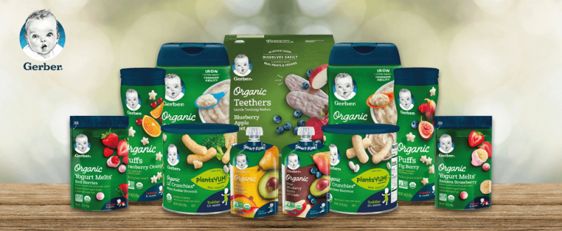 Gerber Ogranic food that is suitable for baby led weaning. 