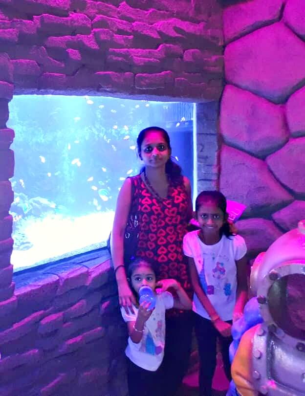 Priya Latha at an outing with her two children.