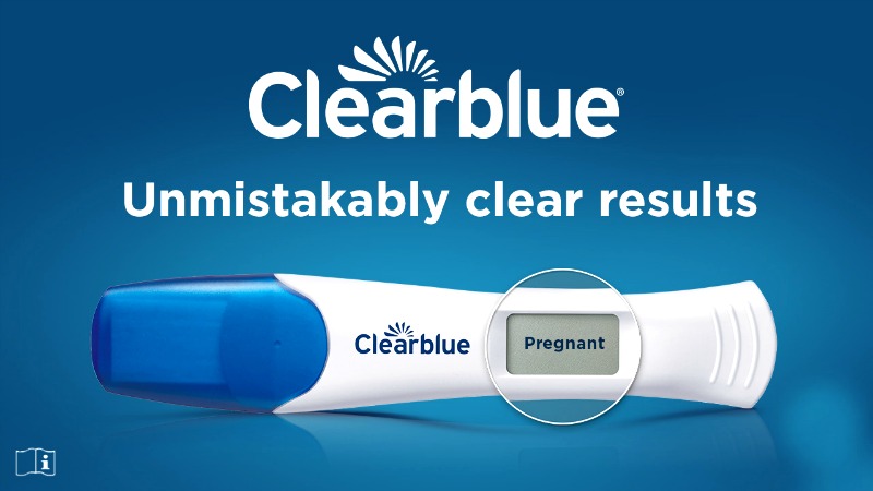 Results are always clearly presented on Clearblue pregnancy test kits.