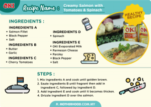 Motherhood Creamy Salmon Tomatoes Spinach Recipe using OKI Creamer