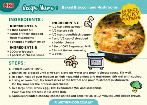 Motherhood OKI Raya Baked Broccoli & Mushrooms Recipe