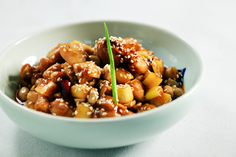 Kung Pao Chicken is a stirfried cubed chicken dish that originates from the Sichuan Province of south-western China. 
