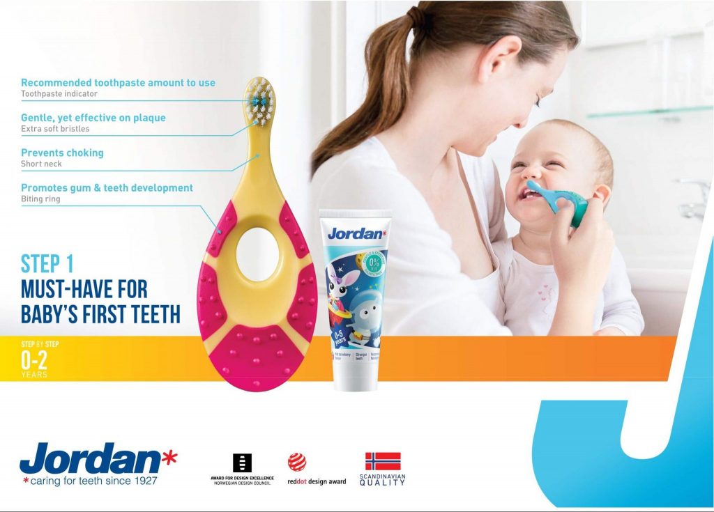 brushing baby teeth with jordan toothbrush