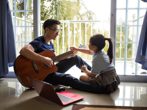 daddy singing with daughter is actually beneficial for the child's development