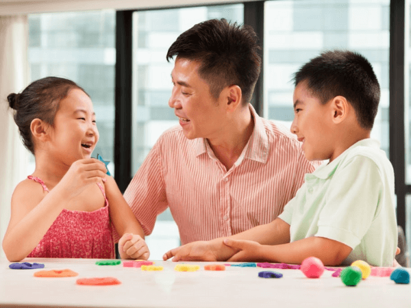 kids play playdough as one of the relaxation activities