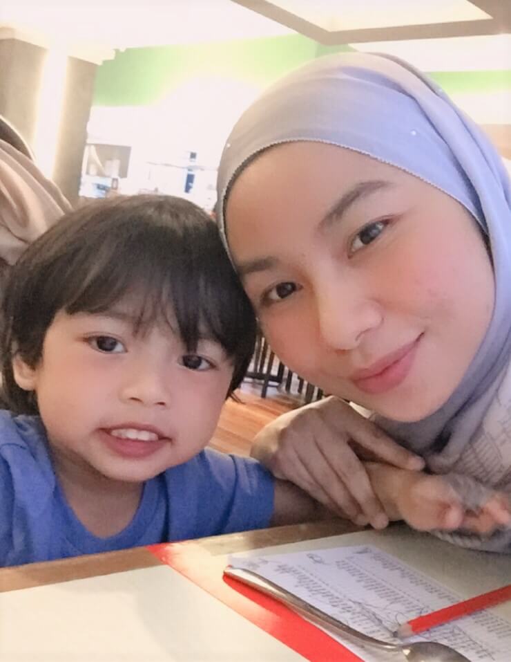 Puan Fahada with her son, Yusuf