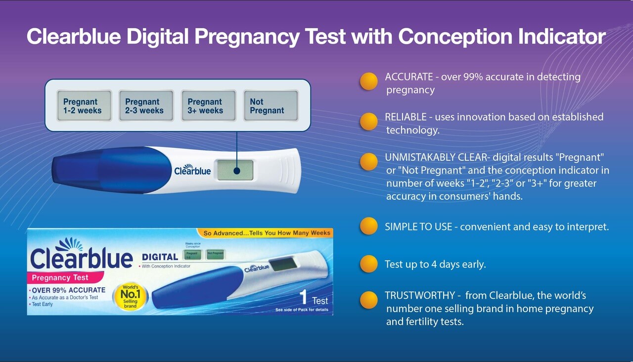 Clearblue Digital Pregnancy Test With Conception Indicator with distinctive features for your conceiving journey.