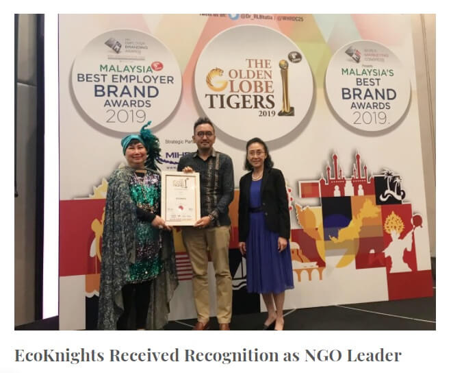EcoKnights also received the NGO Leadership award during the Golden Globe Tiger Awards 2019 for shaping the future of the country. 
