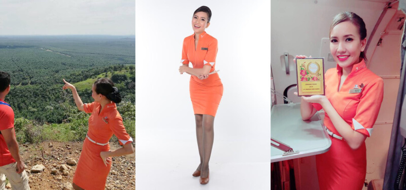 Mimie Amirah when she was with Firefly and when she won the Orange Crush award of the airline for being the most likeable and courteous cabin crew.