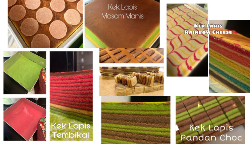 The exciting variety of flavours and colours of Kek Lapis Sarawak.