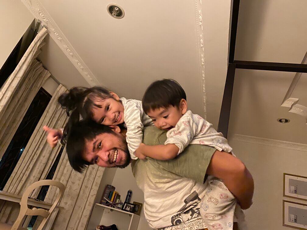 zulikram, a full-time dad with his children