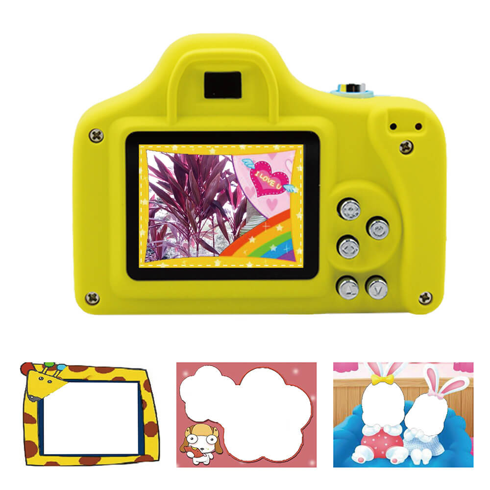 myFirst Camera features digital picture frames where children can change to the frame they like before snapping the photo.