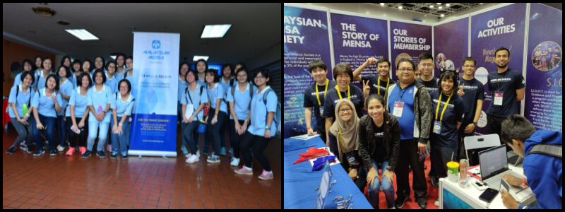 These are some of Mensa’s event. (From Left): Students participating in the Malaysian Mensa Puzzlers Challenge organised by Penang Mensa; At the mystarjobs 2019 (Image Credit: Malaysian Mensa Society)