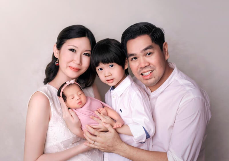 Family Portrait ─ Pamela, Lin Hu, Piersce and their new baby daughter.