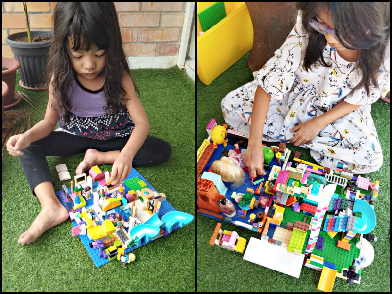 Letting her imagination turn into reality: (Left) Building her dream house at 3 years 1 months, (Right) At 5 years 11 months. A 2e child such as Hana, has both exceptional ability (giftedness) as well as disability/disabilities.