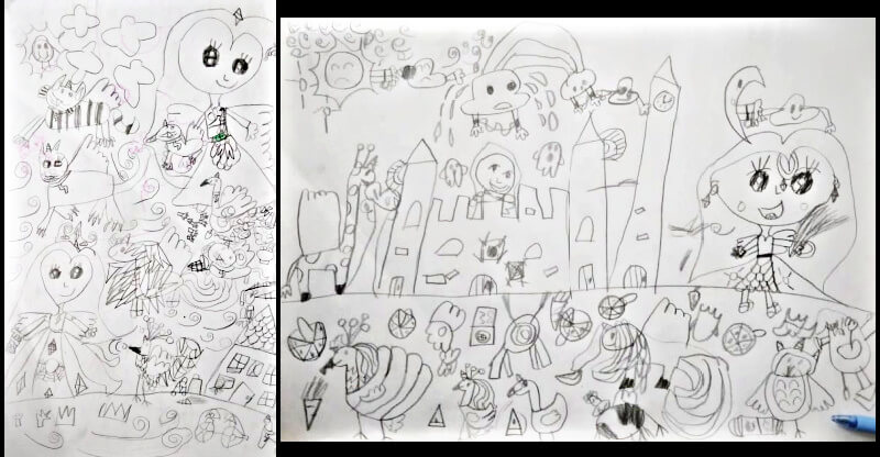 Hana’s doodles and drawings at age 5