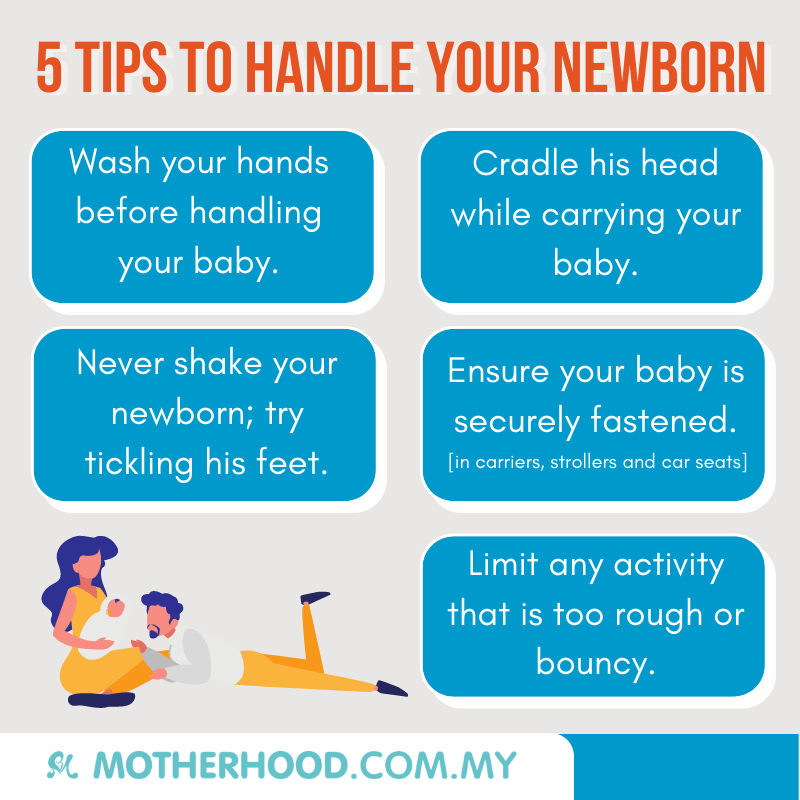 This infographic shares 5 tips on how new parents handle their newborn.