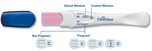 The graphic shows different features on the Clearblue® Rapid Detection Pregnancy Test.