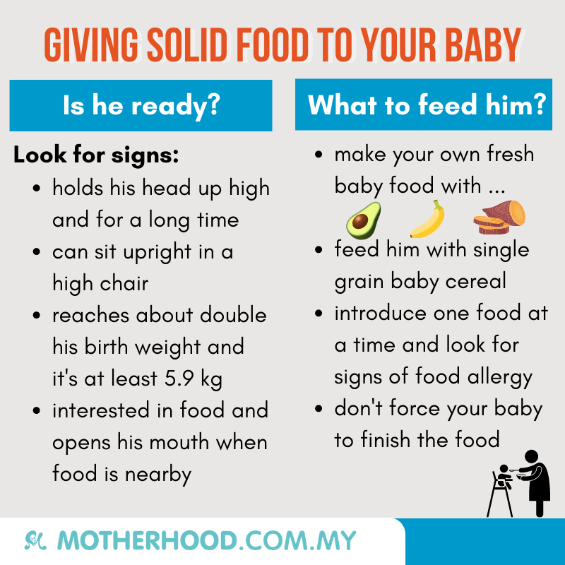 This infographic shares when and how your baby is ready for solid food.