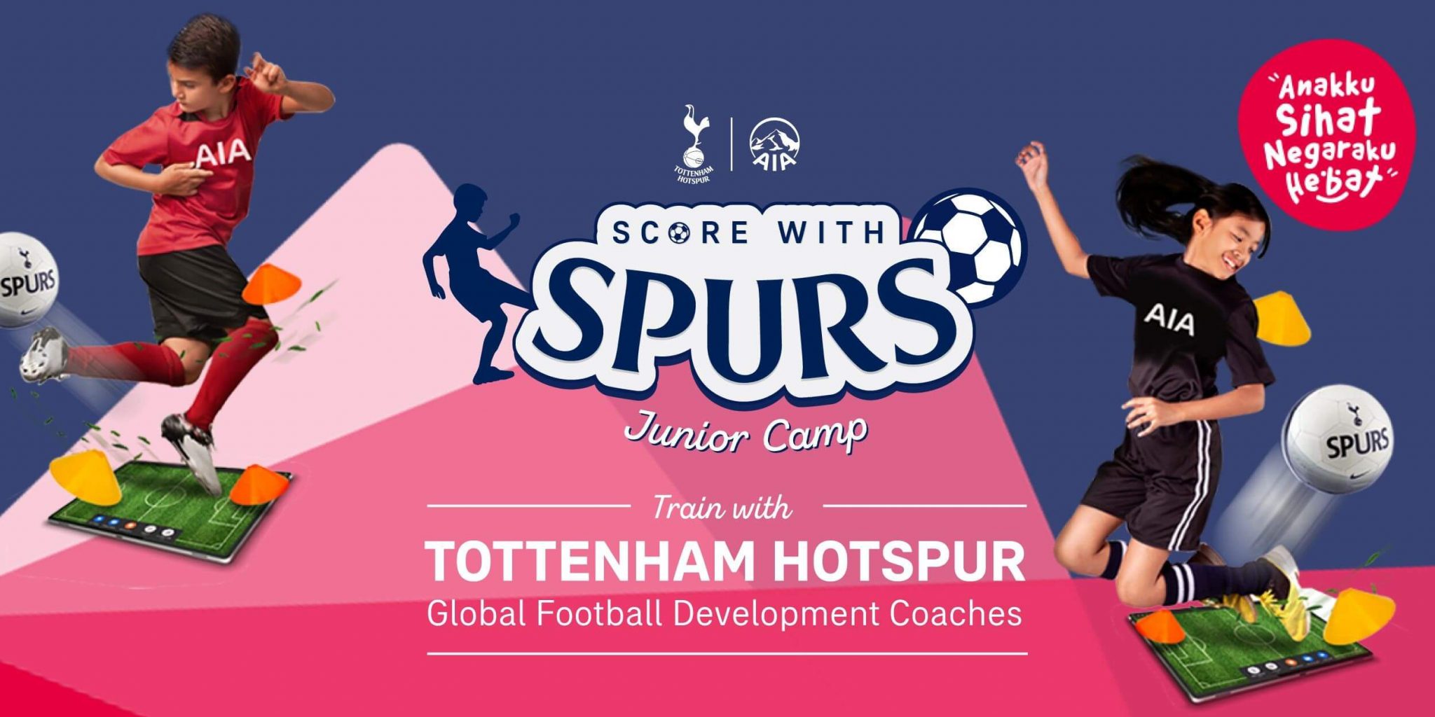AIA Score with Spurs Junior Camp with Tottenham Hotspur Global Football Development Coaches