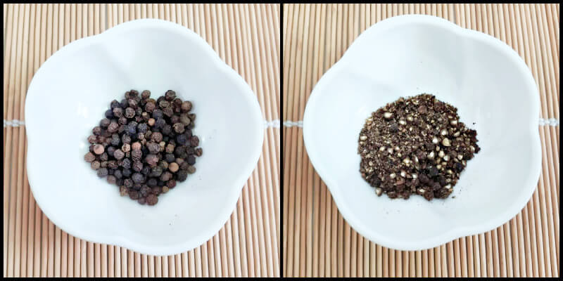 Use whole black peppercorns and then grind it just before use. You can use the blender for this.