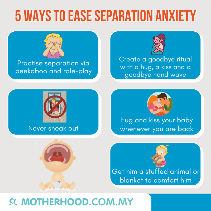 This infographic shares ways to ease separation anxiety among babies.