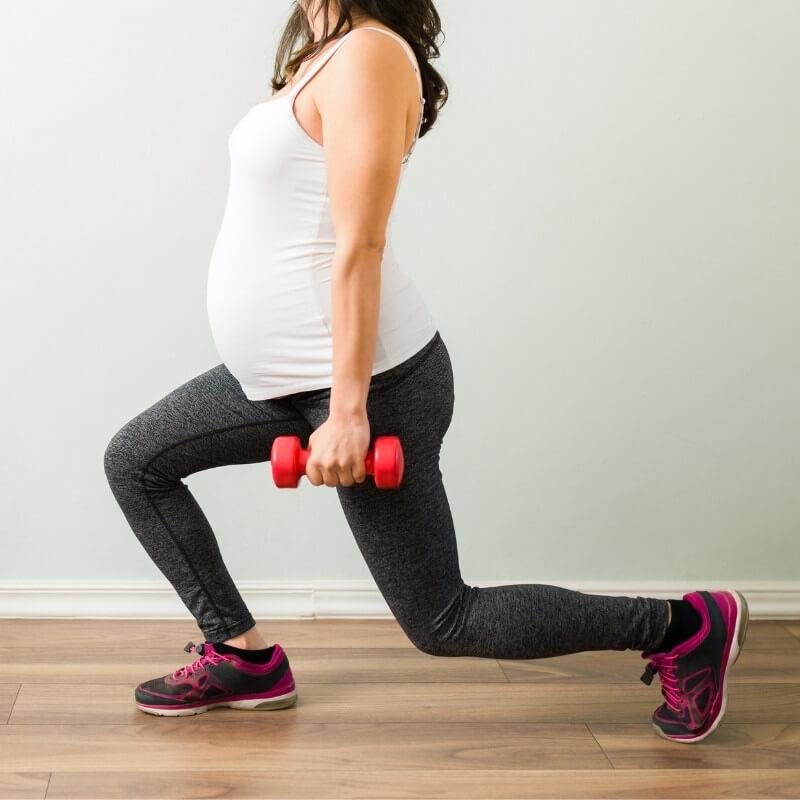 Lunges with weights for first trimester pregnancy