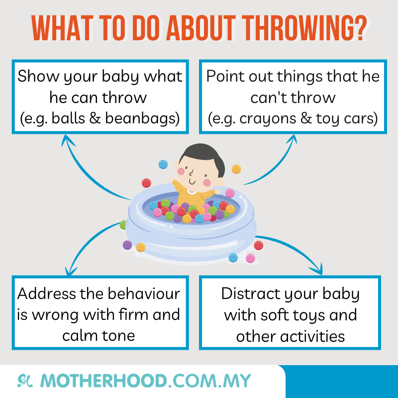 This infographic shares what to do when your baby is throwing things.