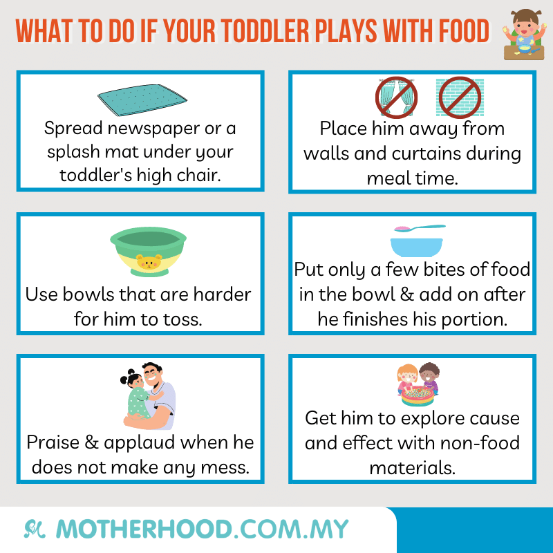 This infographic shares what you can do if your toddler plays with food.