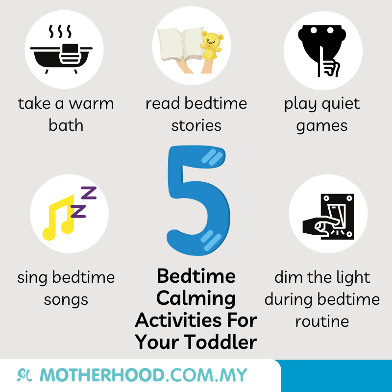 This infographic shares activities that you can try to wind your toddler down before his sleep.